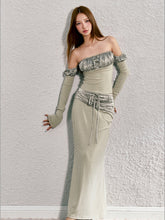 Detachable Puff Sleeve Strapless Top & Skirt Set - CHINASQUAD