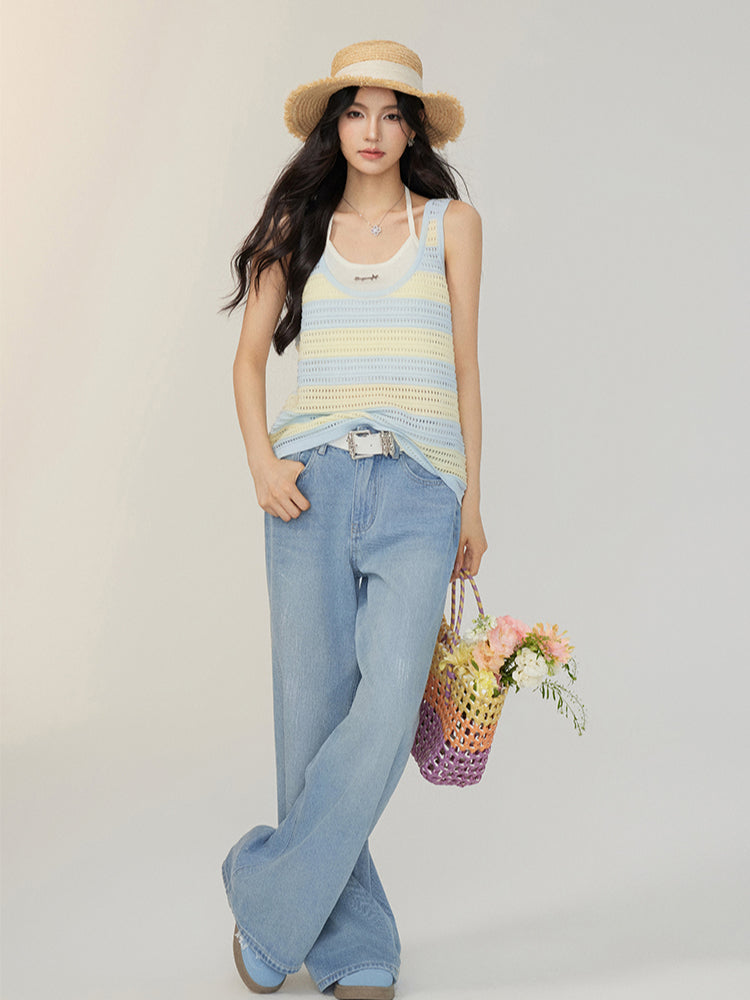 Hollowed-out Lyocell Halter Camisole Vest