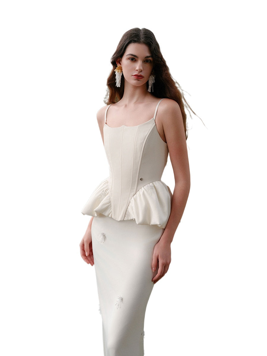 Luxury Handcrafted Beaded Satin Slip Dress - CHINASQUAD