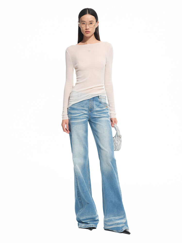 Wool Thin Crewneck Long-sleeve Blouse - CHINASQUAD