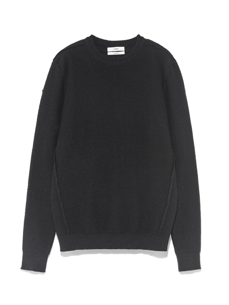 Black & Deep Gray Reversible Wool Knit Sweater - CHINASQUAD
