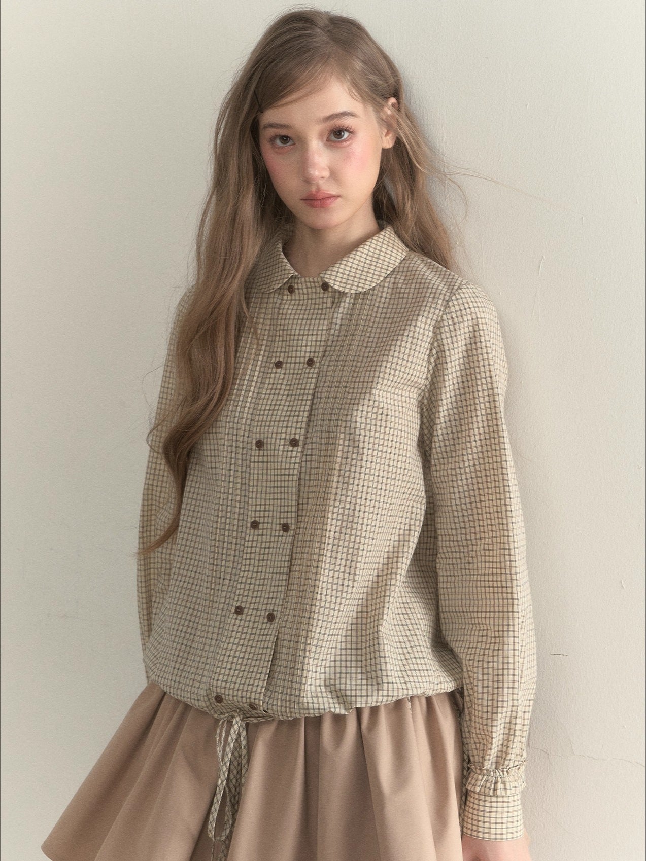 Double-Breasted Doll Collar Shirt