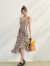 Checkered Print Asymmetrical Slip Dress - CHINASQUAD