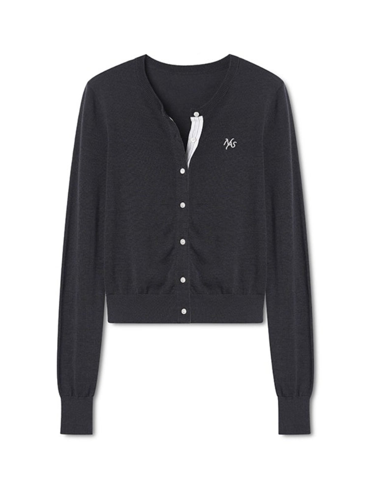 Rosemary Wool Spliced Knit Cardigan - CHINASQUAD