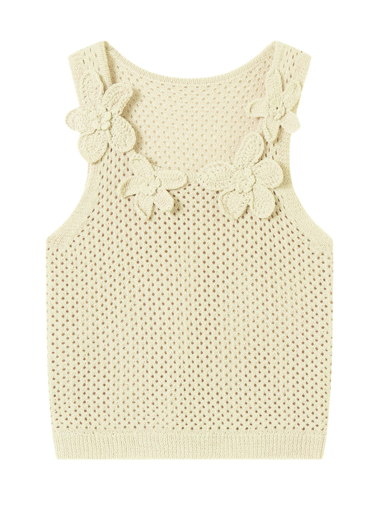Flower Crochet Hollow-Out Camisole - CHINASQUAD