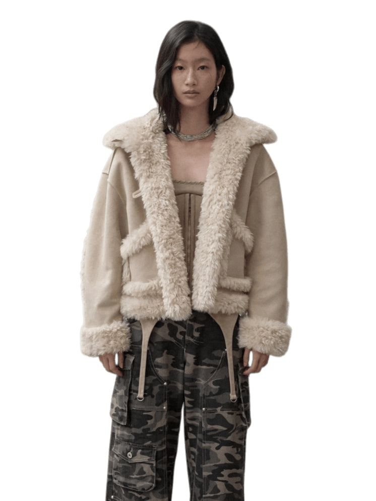 Shearling Reversible Suede Short Jacket