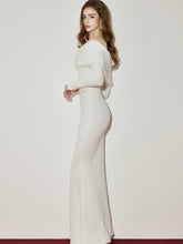 Off-Shoulder Fur Collar Feather Yarn Dress - CHINASQUAD