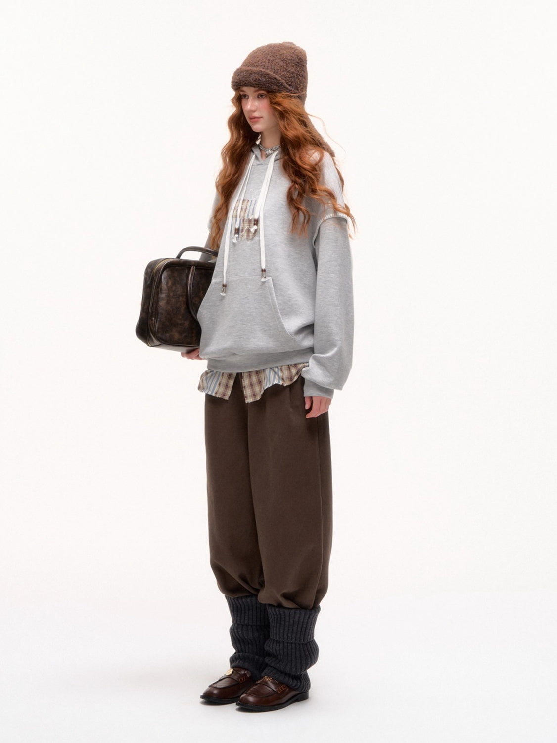 Fake Two-piece Apple Appliqué Layered Hoodie - CHINASQUAD