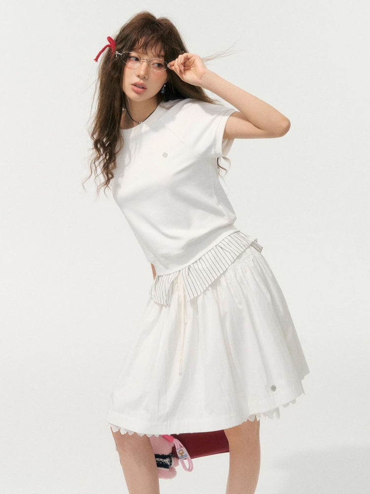 Stripe Patchwork Raglan Sleeve T-shirt
