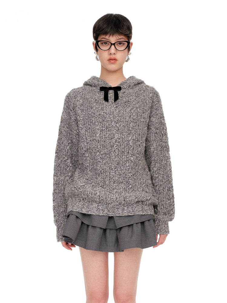 Bow-Tie Hooded Knit Hoodies - CHINASQUAD