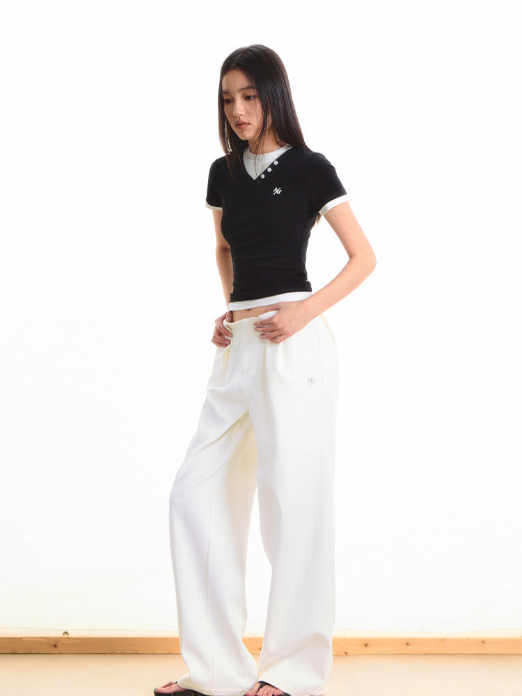 Faux Layered Short Sleeve T-shirt - CHINASQUAD