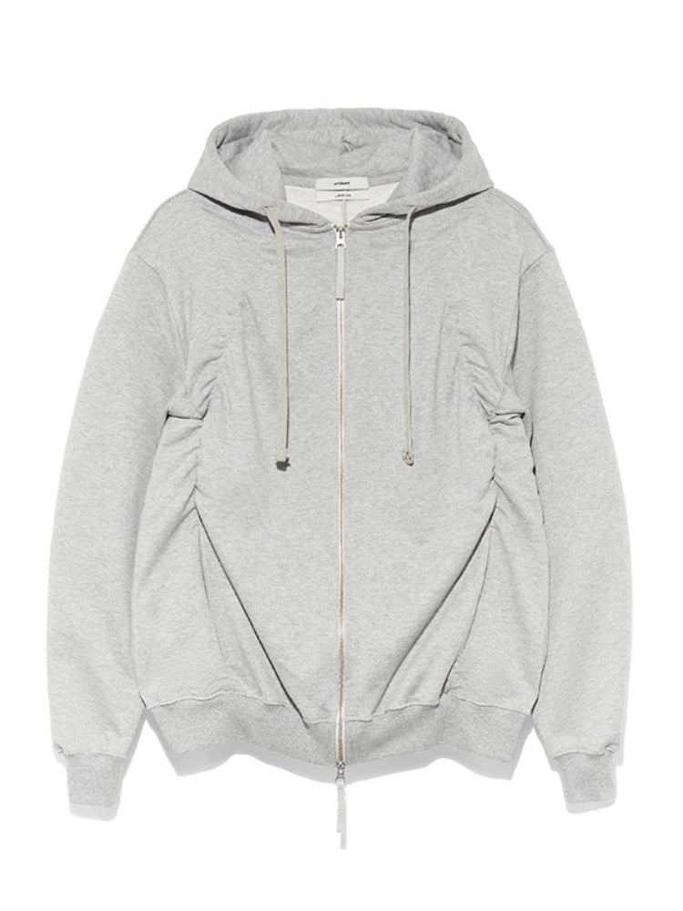 Deep brown & Gray Pleated Hooded Sweatshirt - CHINASQUAD