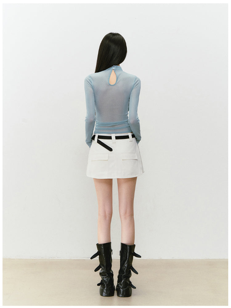 Chain Halter Draped Neck Fitted T-shirt - CHINASQUAD