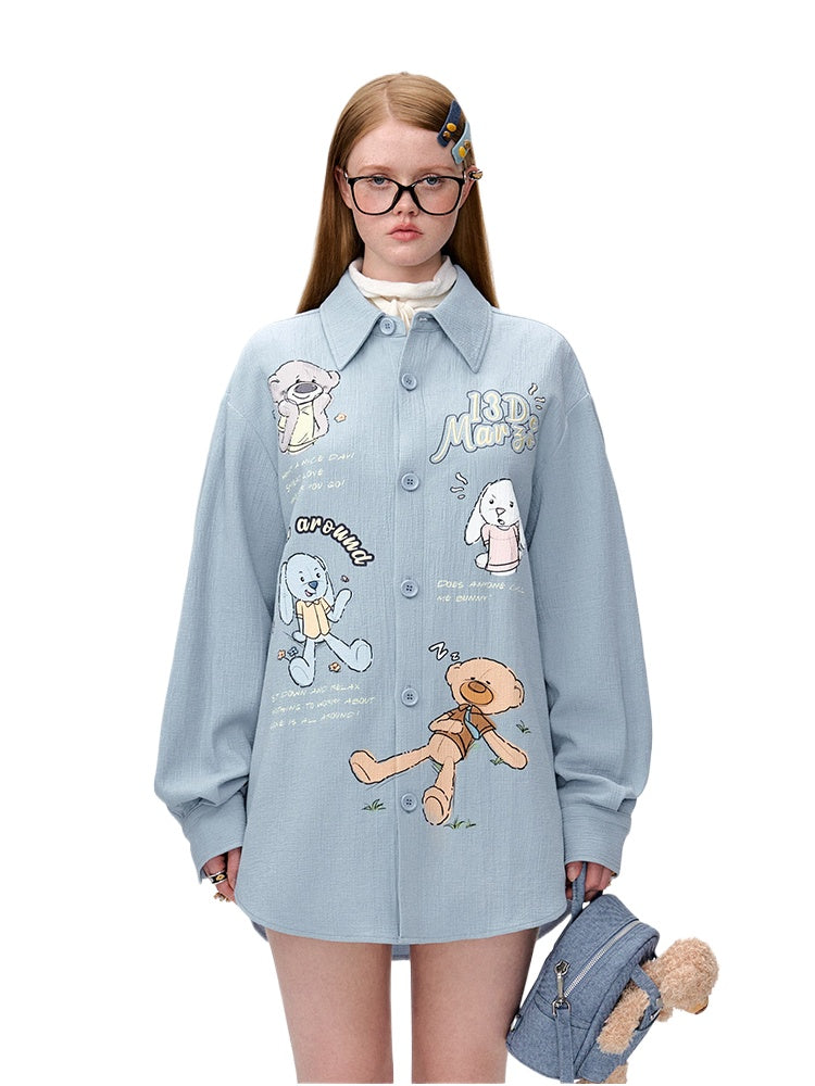 Colorful Graffiti Illustration Shirt Jacket - CHINASQUAD