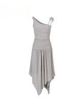 Beaded Strappy Asymmetric Dress - CHINASQUAD