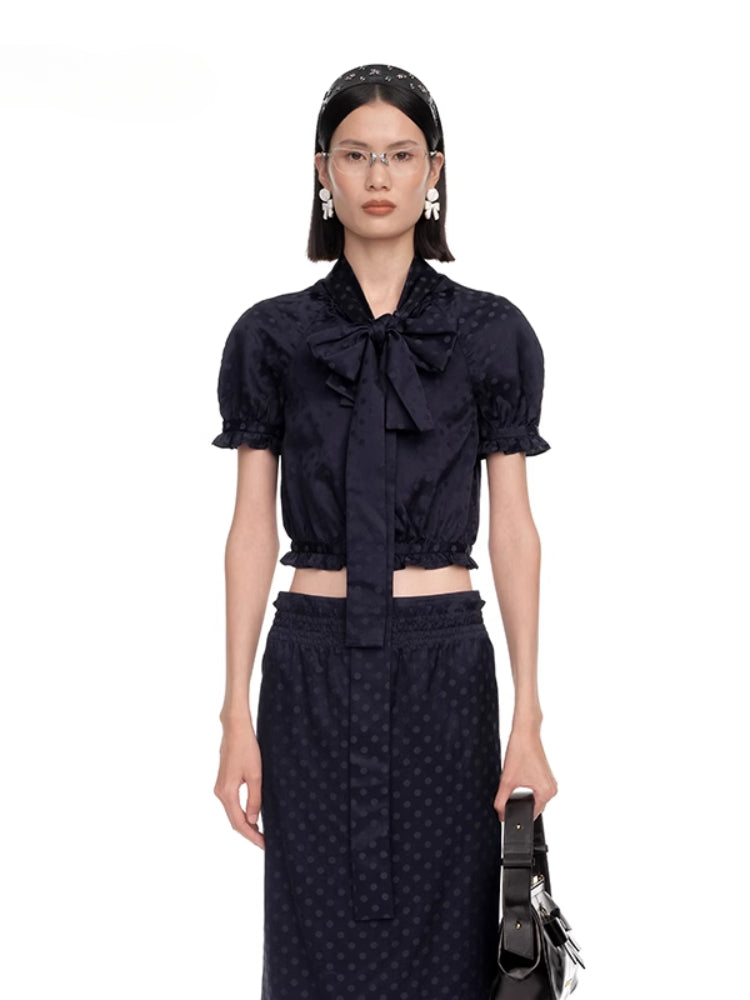 Polka Dot Satin Tie-up Top - CHINASQUAD