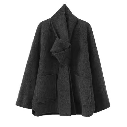 Scarf-Detail Cropped Wool Jacket