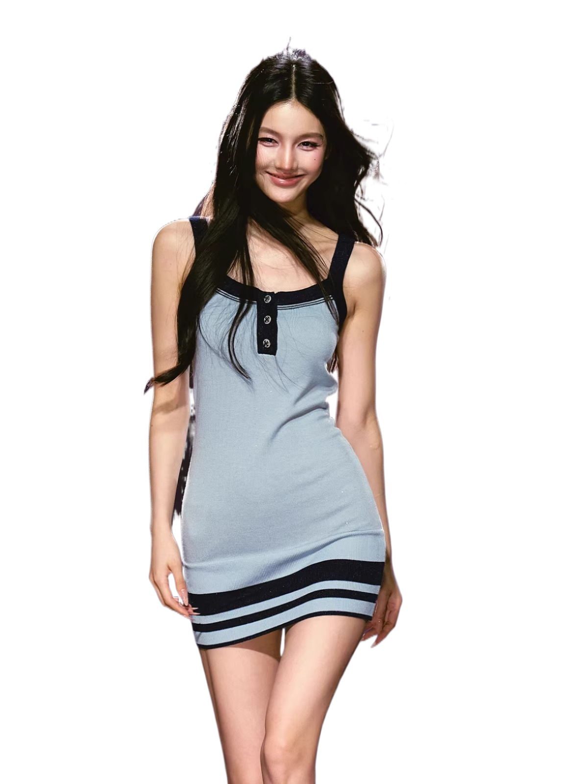 Large V-stripe Knit Dress