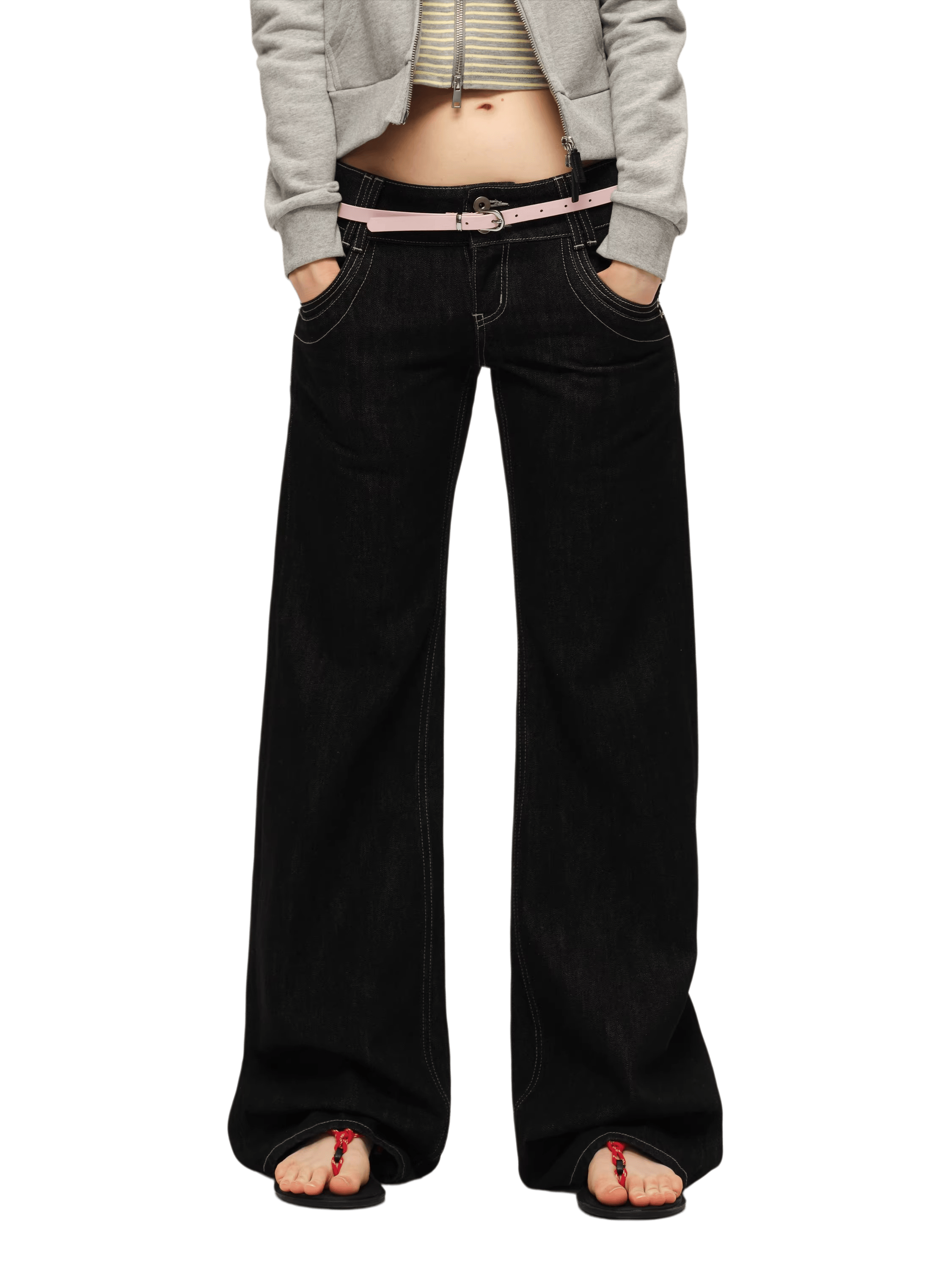 Denim Ultra-Low Rise Straight Jeans