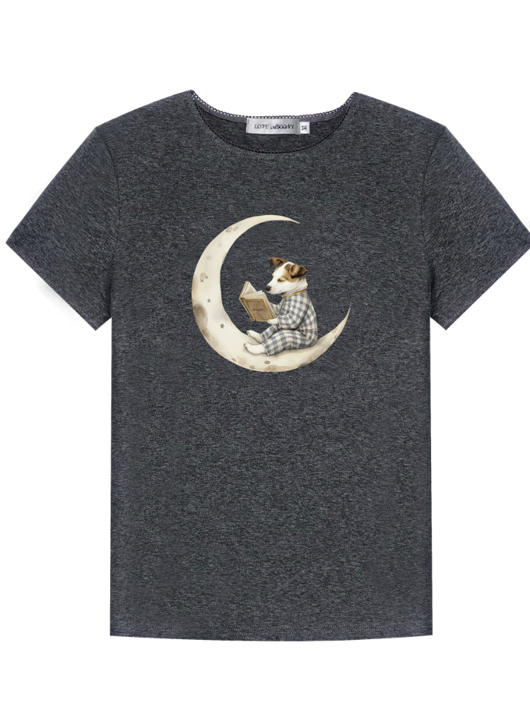 Grey Printed Slim-Fit Knit T-Shirt - CHINASQUAD