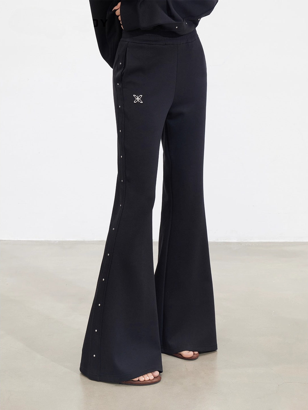 Studded Letter Off-Shoulder Sweatshirt