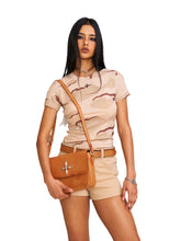Compass Badge Patina Leather Shoulder Bag Medium Caramel Patina - CHINASQUAD