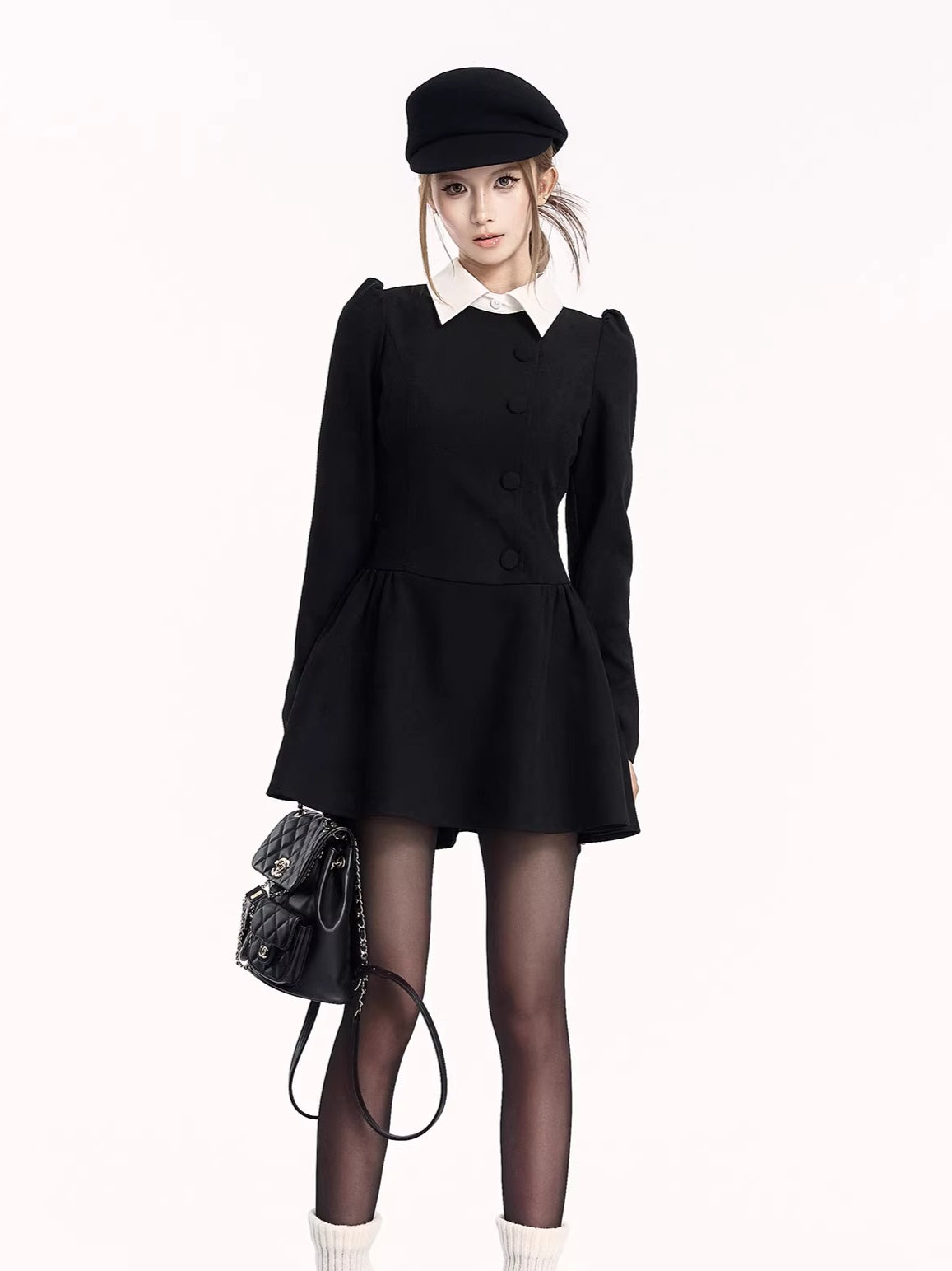 Vintage Preppy Faux Fit-and-Flare Dress