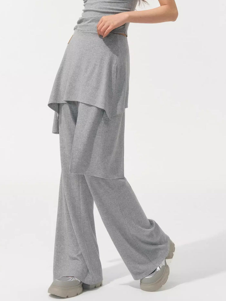 One Shoulder Irregular Slanted Pleat T-shirt & Pants Set - CHINASQUAD