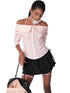 Lace Shoulder Strap Off-Shoulder Shirt - CHINASQUAD