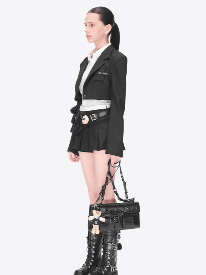 Shimmer Cropped Tailored Blazer