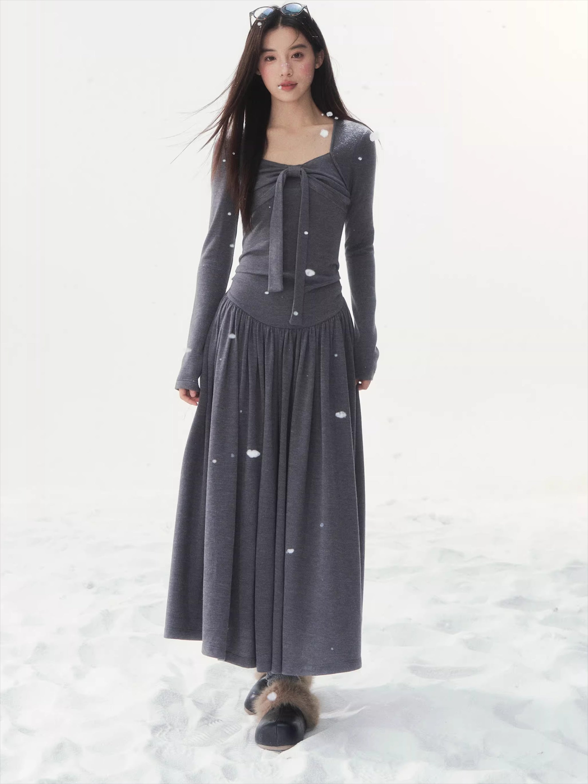 Vintage Waist-Cinched Knit Dress