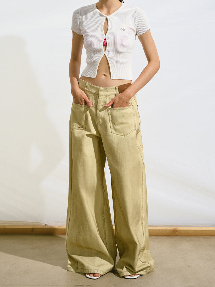 Vintage Washed Loose Casual Wide-Leg Pants - CHINASQUAD