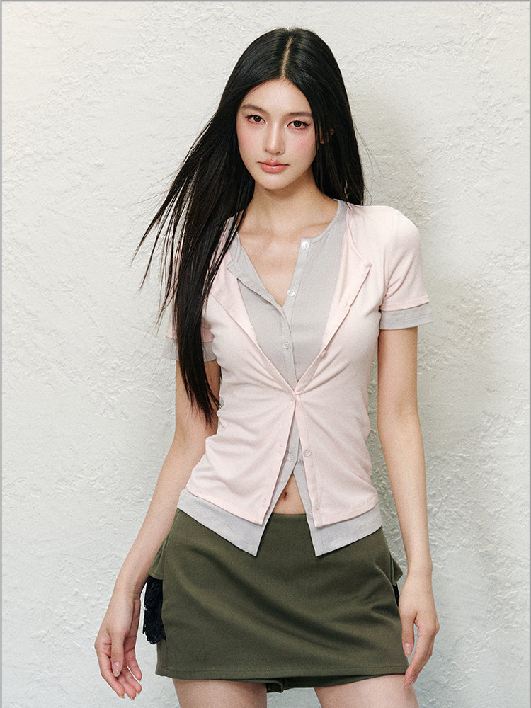 Color-block Lace Cake Skirt - CHINASQUAD