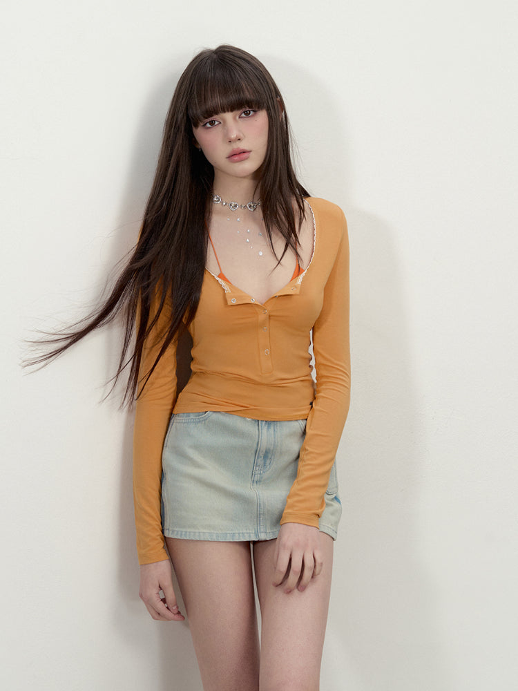 Button Lightweight Long Sleeve UV Protection T-shirt - CHINASQUAD