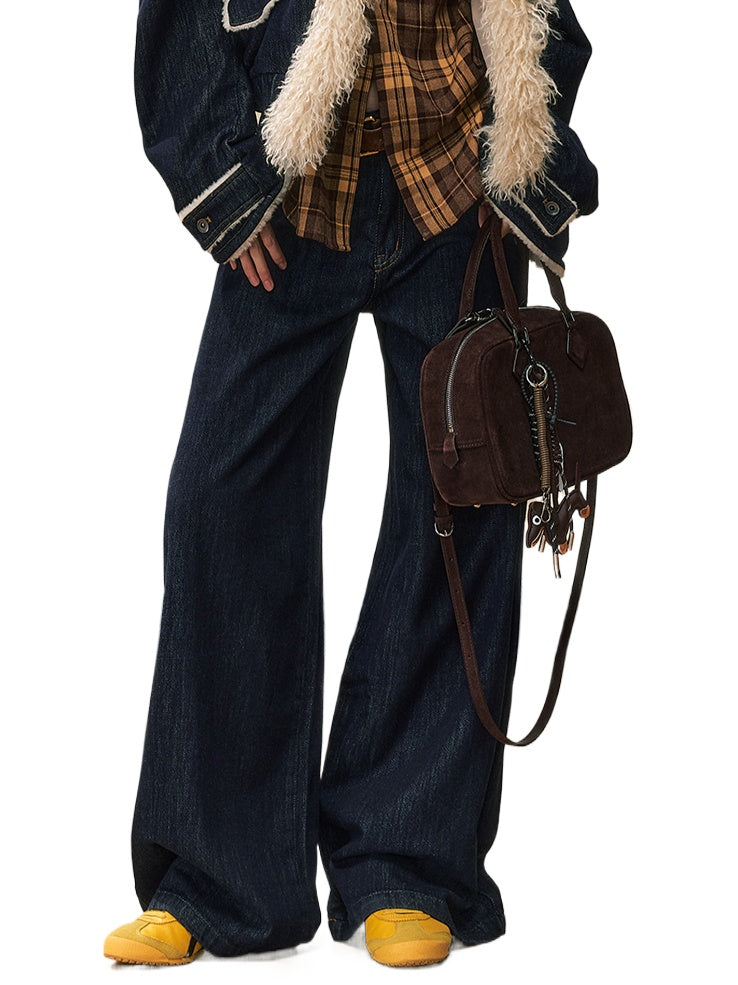 Blue Loose Wide-Leg Jeans  - CHINASQUAD