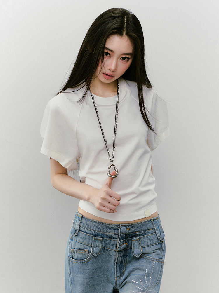 Large-sleeve Waist-fitted Crew Neck T-shirt - CHINASQUAD