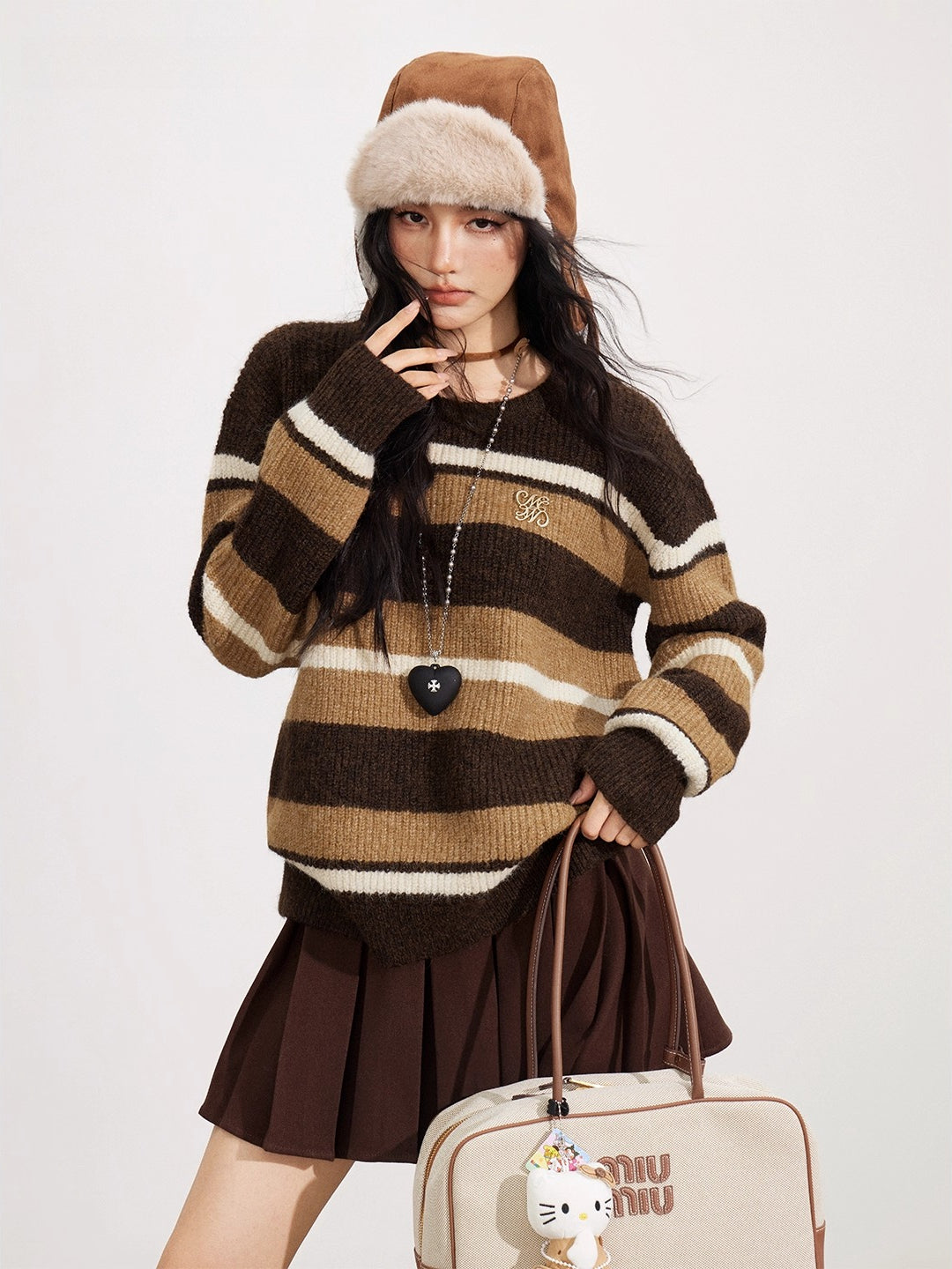 Retro Striped Wool-Blend Crewneck - CHINASQUAD