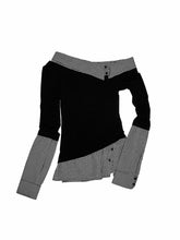 Asymmetric Collar Fake Two-Piece Fitted Blouse - CHINASQUAD