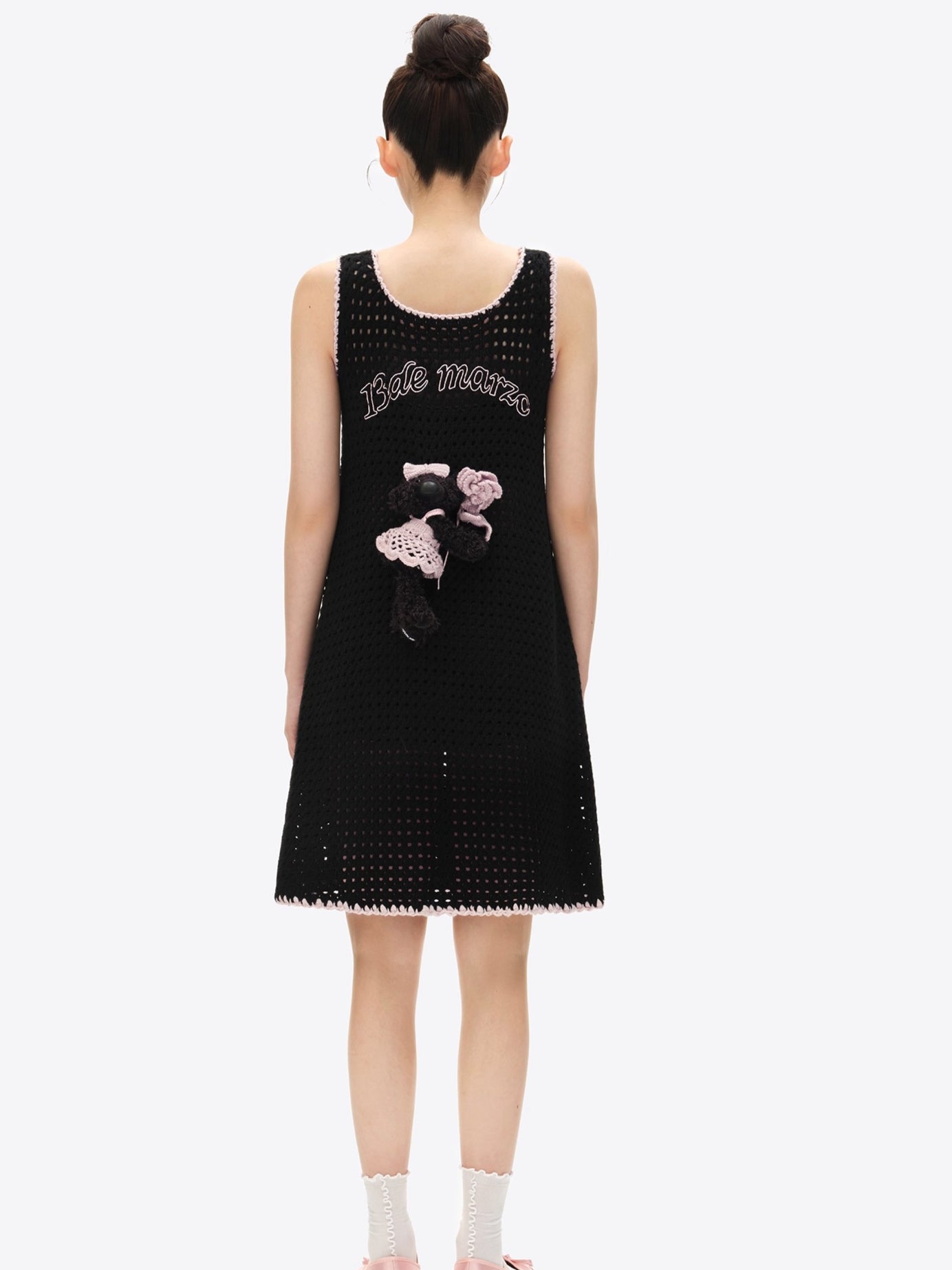 Crochet-Effect Knit Dress