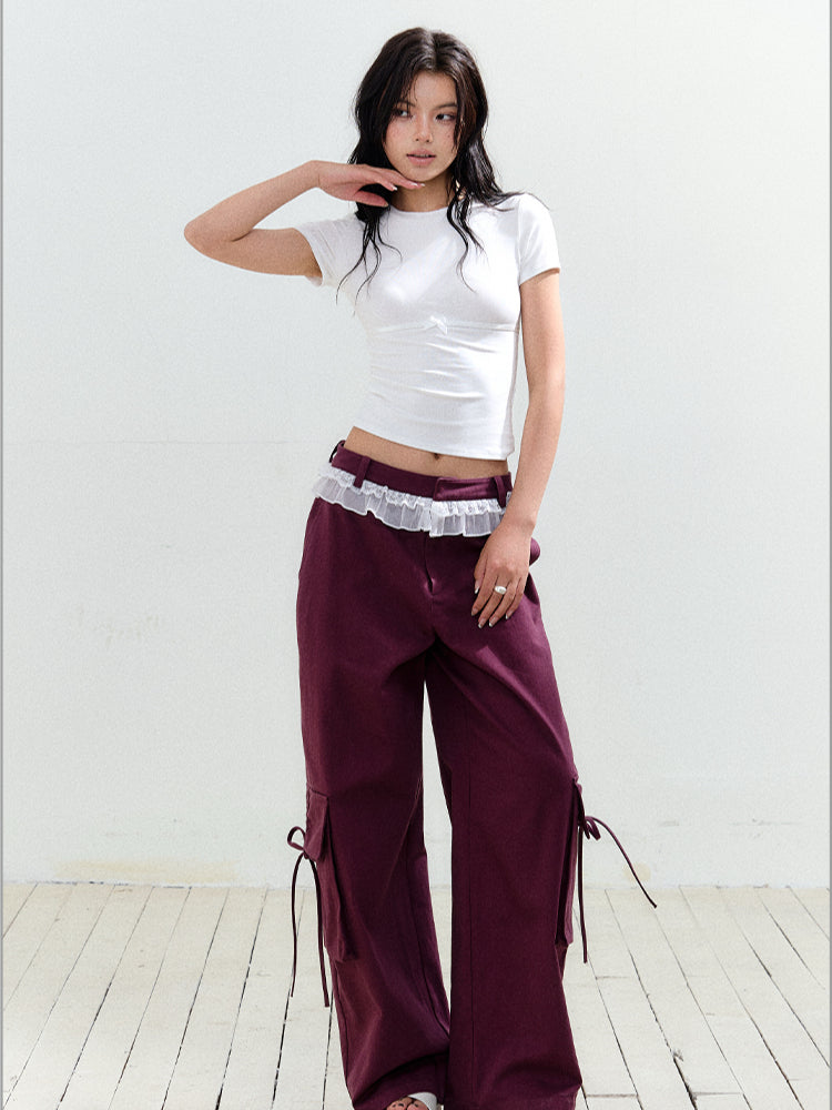 Fake Two Piece Drawstring Big Pocket Utility Pants - CHINASQUAD