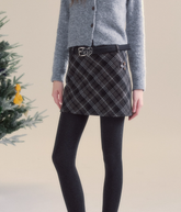 (Final Sale) Red Vintage Plaid Woolen Skirt - CHINASQUAD