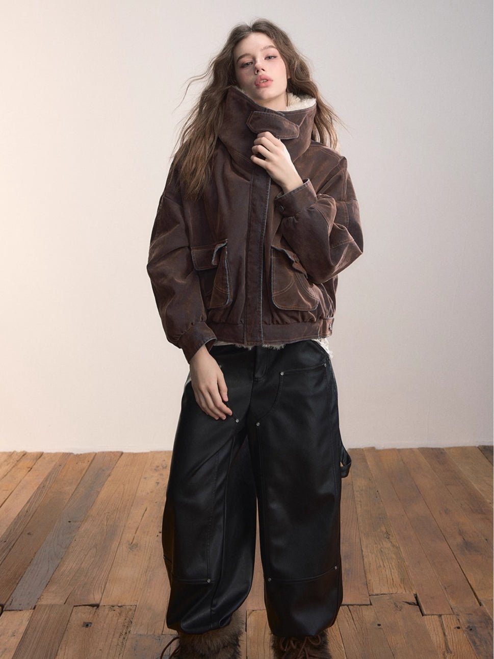 Velvet Fusion Oversized Faux Fur Down Jacket