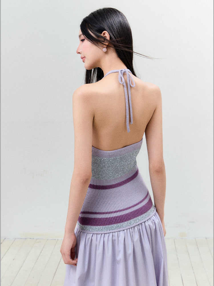 V-Neck Halter Backless Dress - CHINASQUAD