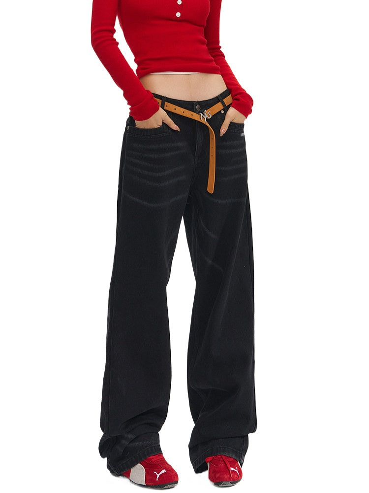 Vintage Low-Waist Loose Straight-Leg Pants - CHINASQUAD