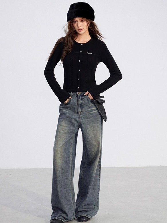 Dual-Layer Cable-Knit Long-Sleeve Turtleneck