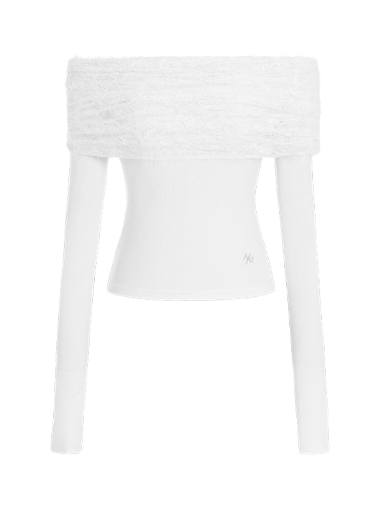 Lace-Trim Off-Shoulder T-shirt - CHINASQUAD