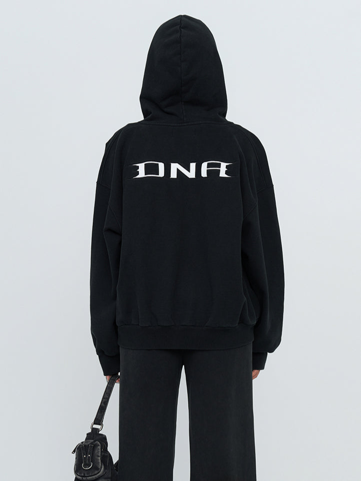 Black & Gray Future Embroidered Hoodie - CHINASQUAD