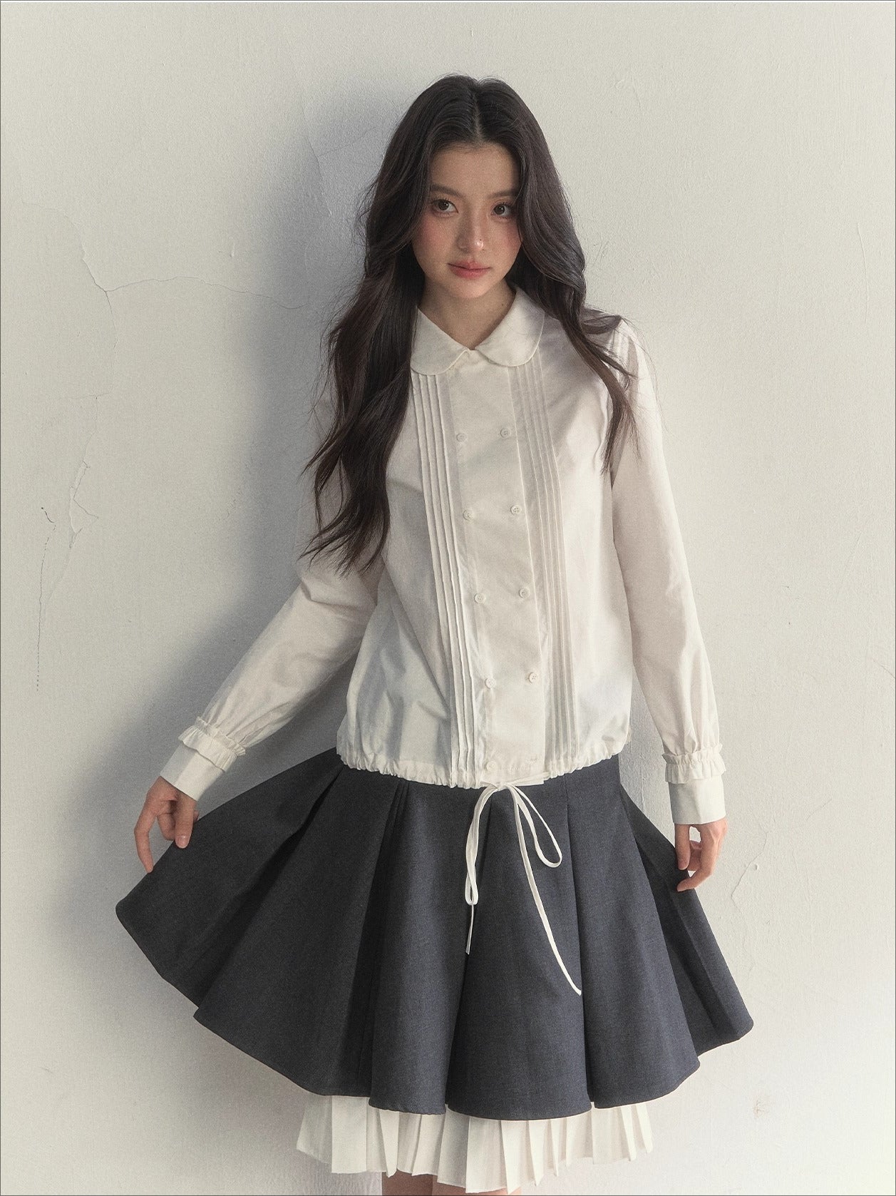 Double-Breasted Doll Collar Shirt