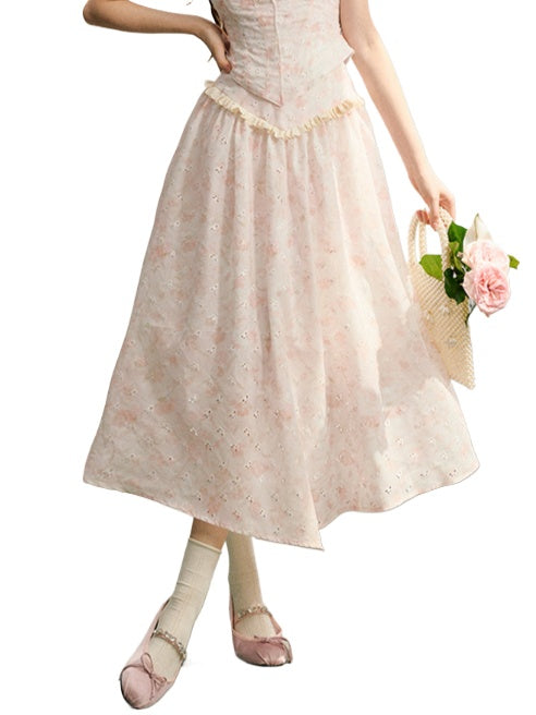 Beige Lace Crochet Skirt - CHINASQUAD