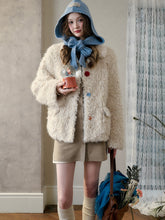 Cream Strawberry Gray-Blue Fur Jacket - CHINASQUAD